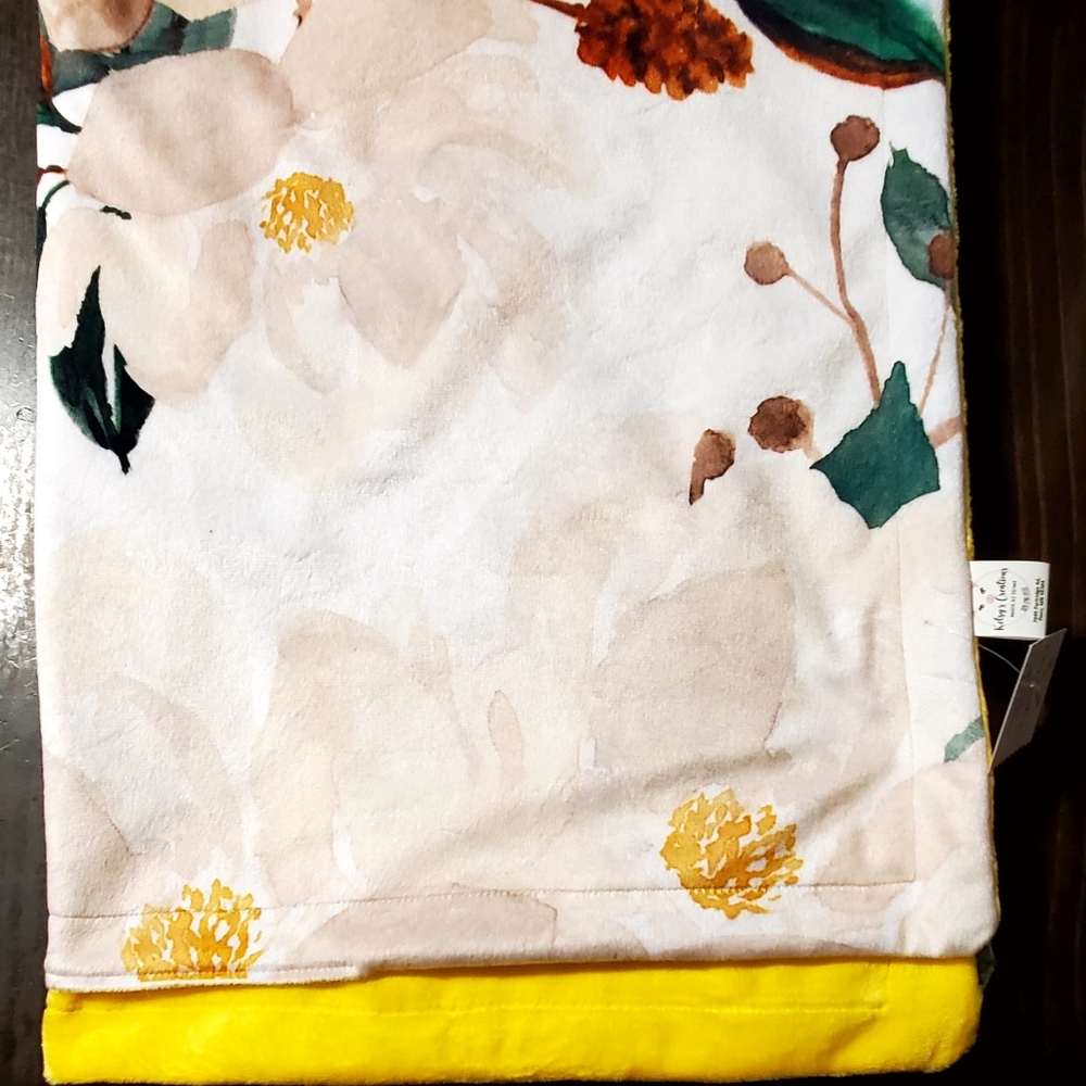Custom made yellow floral minky blanket